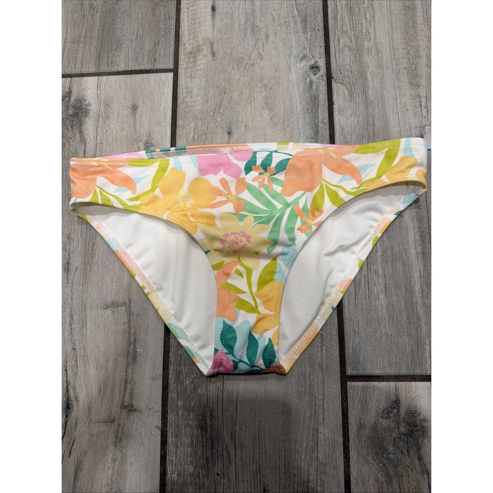 Billabong Girl Size 14 Tropical Floral Bikini Bottom Pink Yellow Green Swim NEW